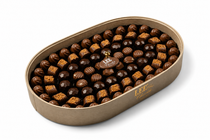 Elite Leather Chocolate Oval Tray / Beige