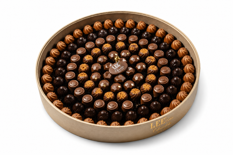 Elite Leather Chocolate Round Tray / Beige