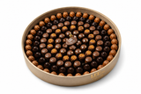 Elite Leather Chocolate Round Tray / Beige